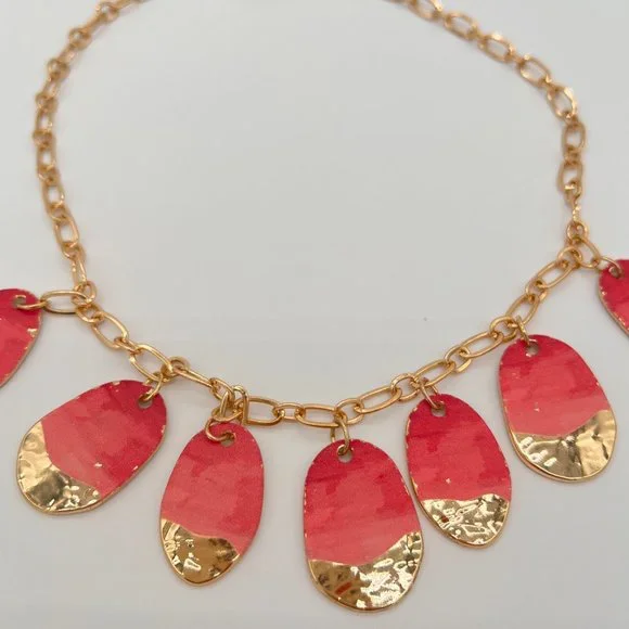 NWOT 🥀 18" Pink & Gold Teardrop Necklace w/ 4" Extender Women's Time And Tru - Picture 6 of 6